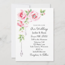 Roze Rozen en Diamanten Bloemige Bruiloft