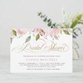 Roze Rozen en Elegant Goud Script | VRIJGEZELLENFE Kaart (Staand voorkant)