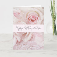 roze rozen en elegante kant - Birthday