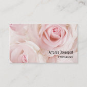  roze rozen en elegante kant visitekaartje (Voorkant)