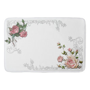  roze rozen en gegraveerde Leafy Border Badmat