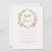 Roze Rozen en Gouden Script | Bruidsbrunch Kaart (Voorkant)