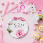 Roze rozen en handschoen Bord voor golfbal (Feest)