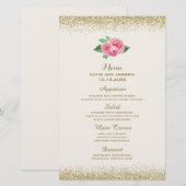  roze rozen en het menu Glitter Wedding (Voorkant / Achterkant)