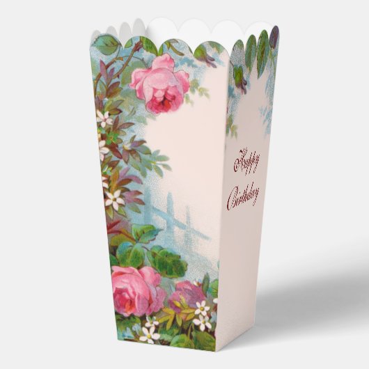 ROZE ROZEN EN JASMINEN Verjaardagsfeestje Bedankdoosjes (Achterkant)