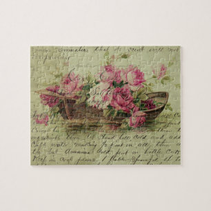 roze rozen en kat legpuzzel