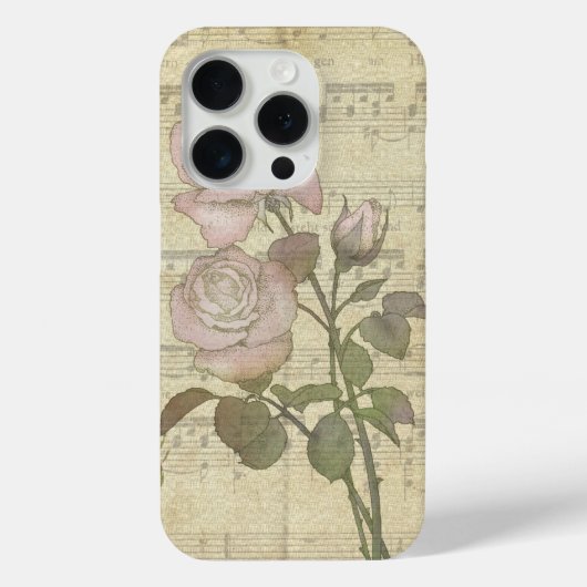 roze rozen en muziekscore Case-Mate iPhone case (Achterkant)