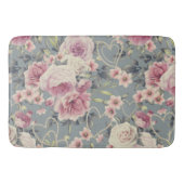 roze rozen en parelharten grijs patroon badmat (Voorkant)