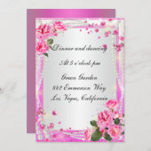 Roze rozen en parelhoenders Kaart (Voorkant / Achterkant)