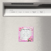 Roze rozen en parels bewaren de datum magneet (Insitu (Vaatwasser))