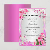 Roze Rozen En Parels Save The Date Kaart (Voorkant / Achterkant)