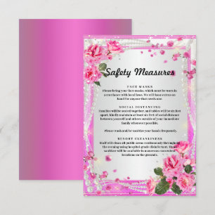 Roze Rozen En Parels Veiligheidsmaatregelen Informatiekaartje