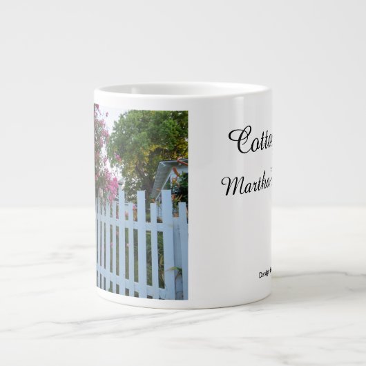 Roze rozen en Picket Fence - Martha's wijngaard Extra Grote Beker (Voorkant)