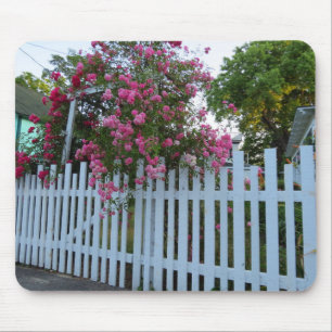 Roze rozen en Picket Fence - Martha's wijngaard Muismat