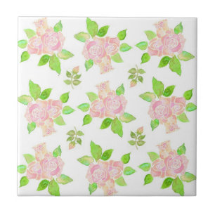 roze rozen en rosebuds patroon tegeltje