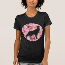 Roze rozen en Shirt van de zwarte wolf