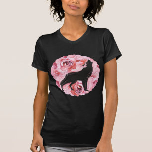 Roze rozen en Shirt van de zwarte wolf