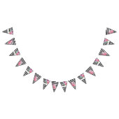 Roze Rozen en Strepen  Bloemenbruiloft Vlaggetjes (Alle)