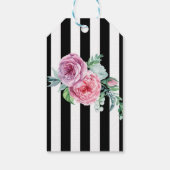 Roze Rozen en strepen Dank u Label Cadeaulabel (Achterkant)