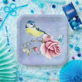 Roze Rozen en Vogelpapier Bord (Feest)