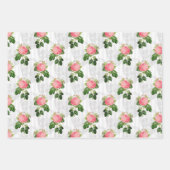 Roze rozen en witte schedels inpakpapier vel (Voorkant)