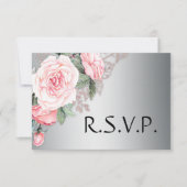 Roze rozen en zilverweddenschappen RSVP (Voorkant)