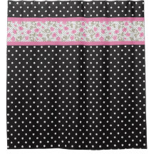 roze rozen en zwarte en witte pooldots
