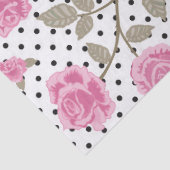 Roze rozen en zwarte pooldots tissuepapier (Detail)