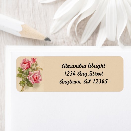 roze rozen etiket (Insitu)