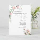 Roze rozen Eucalyptus Beide ouders bruiloft Kaart (Staand voorkant)