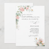 Roze rozen Eucalyptus Beide ouders bruiloft Kaart (Voorkant / Achterkant)