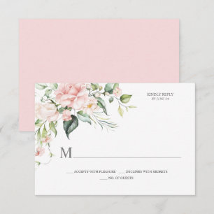 Roze rozen Eucalyptus botanische roze achterzijde RSVP Kaartje