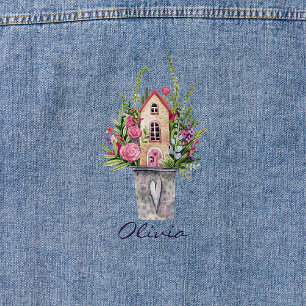 Roze Rozen Fairytale Cottage Waterverf Flowers Denim Jacket