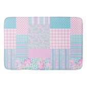  roze rozen faux patchwork Bath Mat (Voorkant)