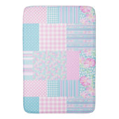 roze rozen faux patchwork Bath Mat (Voorkant Verticaal)