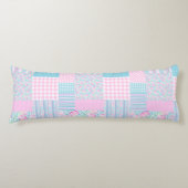 Roze rozen faux patchwork groot carrosserie lichaamskussen (Voorkant)