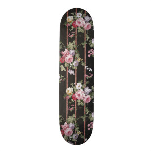  roze rozen faux roos goudstrepen patroon skateboard