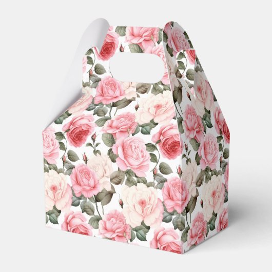 Roze Rozen Feestbehandeling Doos Bedankdoosjes (Voorkant Zijde)