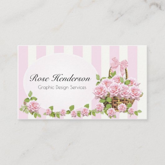 roze rozen Feminine Floral Visitekaartje (Voorkant)