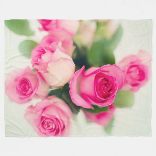 Roze rozen fleece deken (Voorkant (Horizontaal))