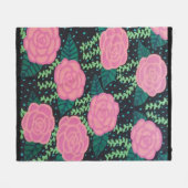 Roze Rozen Fleece Deken (Voorkant (Horizontaal))