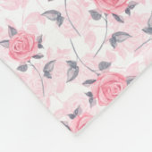 Roze rozen fleece deken (Hoek)