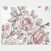 Roze Rozen Fleece Deken (Voorkant (Horizontaal))