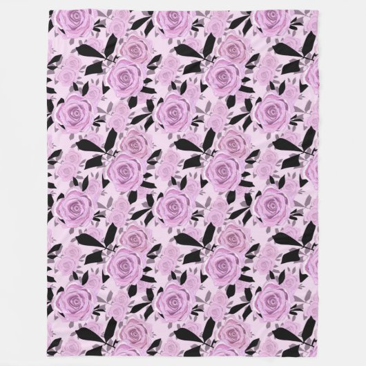 Roze rozen fleece deken (Voorkant)