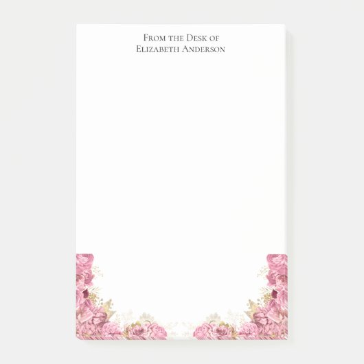 Roze rozen Floral Elegant gepersonaliseerde schrij Post-it® Notes (Voorkant)