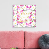 Roze Rozen Floral Gold Volg je hart Canvas Afdruk (Insitu (Woonkamer))