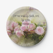 Roze rozen Floral Paper Bord Faith Scripts (Voorkant)