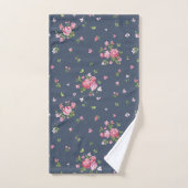  roze rozen Floral Pattern Blue Bad Handdoek (Handdoek)