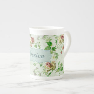  roze rozen Floral Pattern gepersonaliseerd Porselein Kop