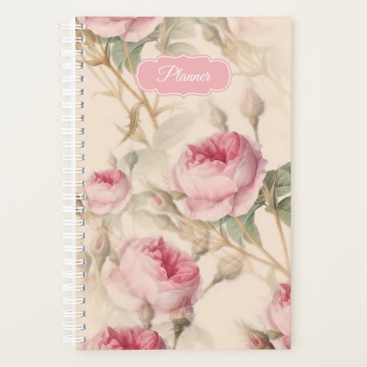 Roze rozen Floral Pattern Planner (Voorkant)